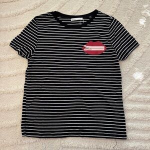 Zara cotton striped funky tee with lip detail